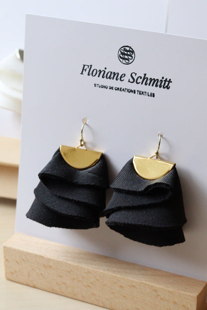 Boucles d’oreilles - Volants en néoprène, légères, 4 couleurs, apprêt doré ou argenté
