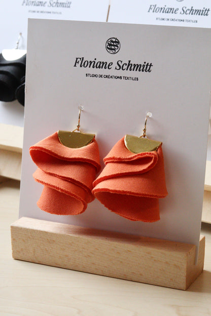 Boucles d’oreilles - Volants en néoprène, légères, 4 couleurs, apprêt doré ou argenté
