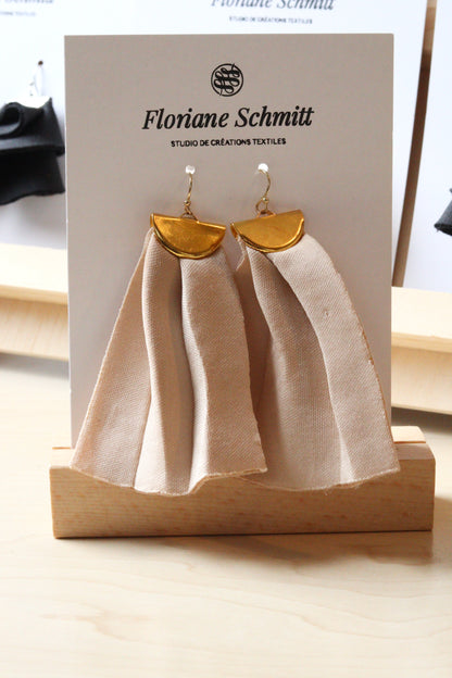 Boucles d’oreilles - Plis en néoprène, légères, 4 couleurs, apprêt doré ou argenté