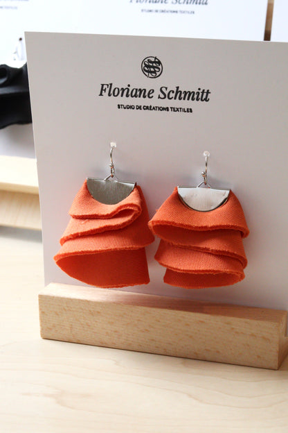 Boucles d’oreilles - Volants en néoprène, légères, 4 couleurs, apprêt doré ou argenté