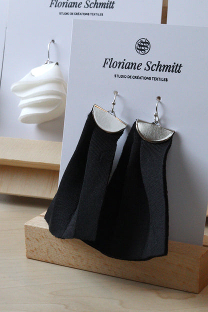 Boucles d’oreilles - Plis en néoprène, légères, 4 couleurs, apprêt doré ou argenté