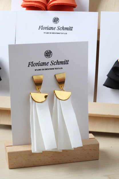 Boucles d’oreilles - Plis en néoprène, légères, 4 couleurs, apprêt doré ou argenté