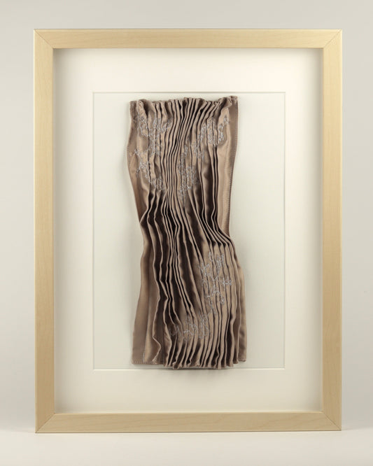 Tableau textile plis cousus Oscillations Taupe