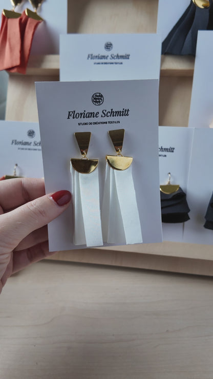 Boucles d’oreilles - Plis en néoprène, légères, 4 couleurs, apprêt doré ou argenté