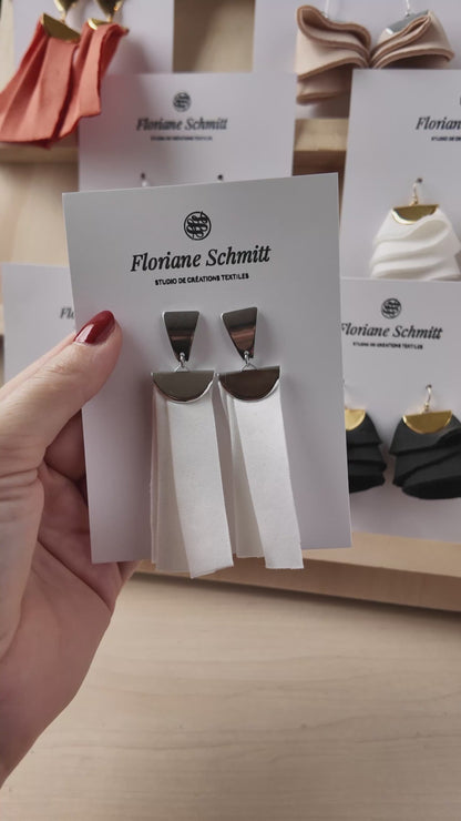 Boucles d’oreilles - Plis en néoprène, légères, 4 couleurs, apprêt doré ou argenté